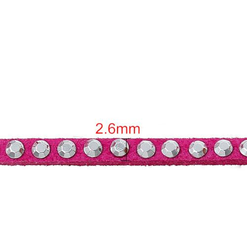 Suede Cord, Flat, Camellia, With Rhinestones, 2.6mm - BEADED CREATIONS