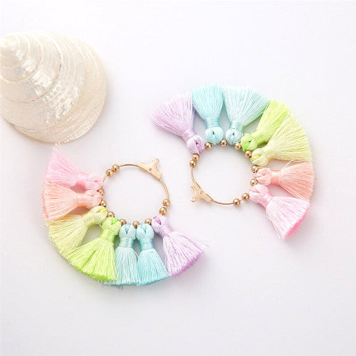 Tassel Pendants, Fan, With Hoop, Pastel, 7.1cm - BEADED CREATIONS