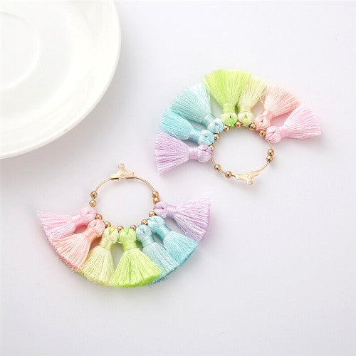 Tassel Pendants, Fan, With Hoop, Pastel, 7.1cm - BEADED CREATIONS