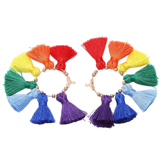 Tassel Pendants, Fan, With Hoop, Rainbow, 7.1cm - BEADED CREATIONS