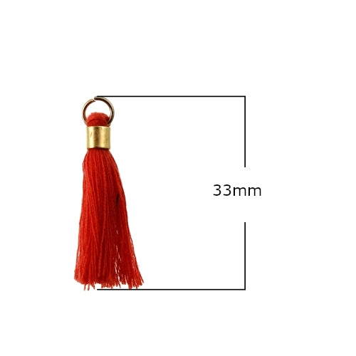 Tassels, Cotton, With Jump Ring And Iron Findings, Gold, Mixed Colors, 33mm - BEADED CREATIONS