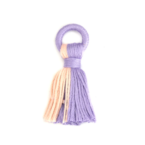 Tassels, Cotton, With Wrapped Head, Lilac, Peach, 6.4cm - BEADED CREATIONS