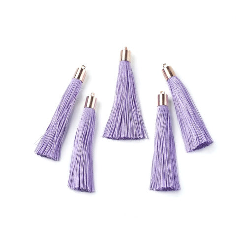 Tassels, Polyester, With Gold Cap, Lilac, 58-65mm - BEADED CREATIONS