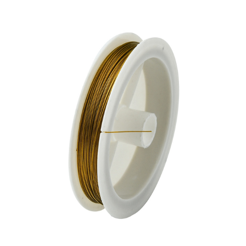 Tiger Tail Beading Wire, Gold, 0.38mm - 50M - BEADED CREATIONS