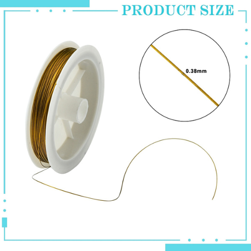 Tiger Tail Beading Wire, Gold, 0.38mm - 50M - BEADED CREATIONS