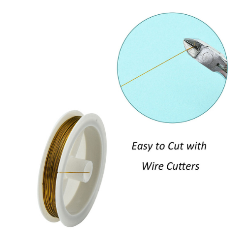 Tiger Tail Beading Wire, Gold, 0.38mm - 50M - BEADED CREATIONS