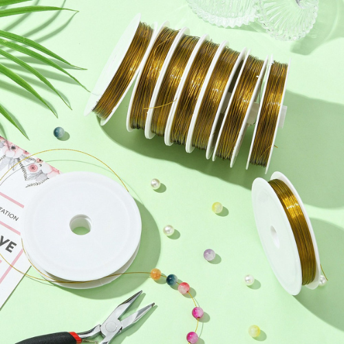 Tiger Tail Beading Wire, Gold, 0.38mm - 50M - BEADED CREATIONS