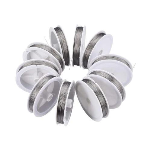 Tiger Tail Beading Wire, Silver, 0.45mm - 64M - BEADED CREATIONS