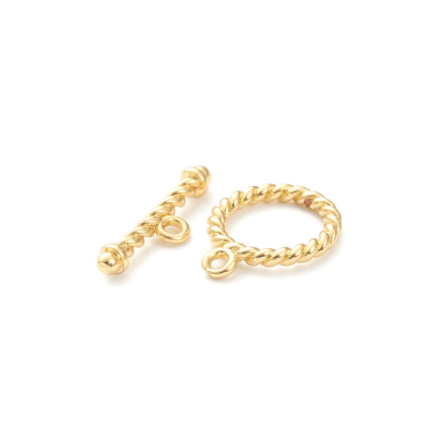 Toggle Clasps, Round, Twisted, Brass, 18K Gold Plated, 14.5mm - BEADED CREATIONS