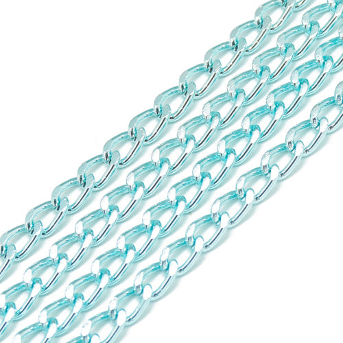 Twisted Curb Chain, Aluminium, Open Link, Pale Turquoise, 7.5x4mm - BEADED CREATIONS