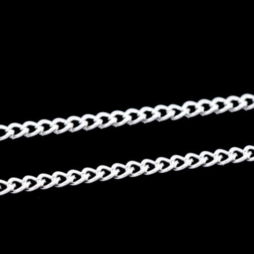 Twisted Curb Chain, Iron, Open Link, Silver Plated, 3x2.2mm - BEADED CREATIONS