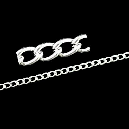 Twisted Curb Chain, Iron, Open Link, Silver Plated, 5x3.3mm - BEADED CREATIONS