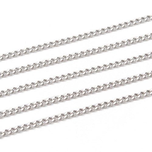 Twisted Curb Chain, Stainless Steel, Open Link, Silver, 3x2mm - BEADED CREATIONS