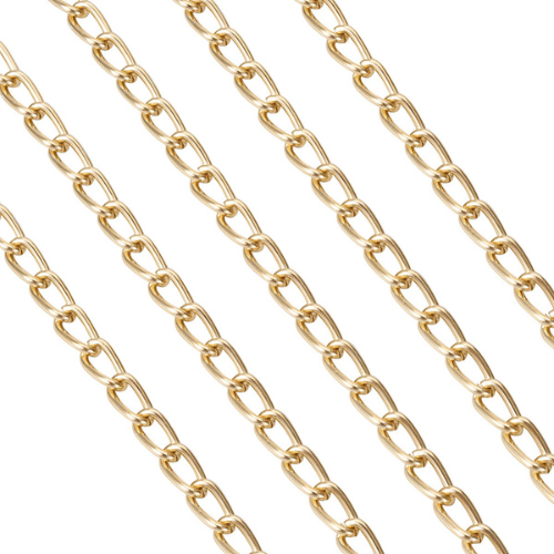 Twisted Curb Chain, Aluminium, Open Link, Light Gold, 9x5.5mm - BEADED CREATIONS