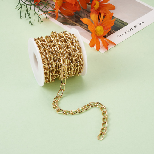 Twisted Curb Chain, Aluminium, Open Link, Light Gold, 9x5.5mm - BEADED CREATIONS