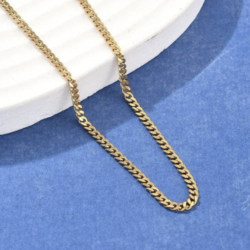 Twisted Curb Chain Necklace, Stainless Steel, (PVD), Gold, 60cm - BEADED CREATIONS