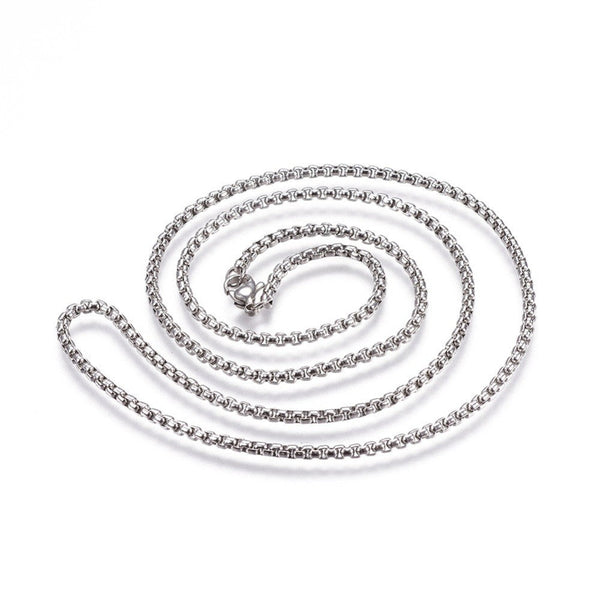 Venetian Box Chain Necklace, Stainless Steel, Silver, 60cm - BEADED CREATIONS