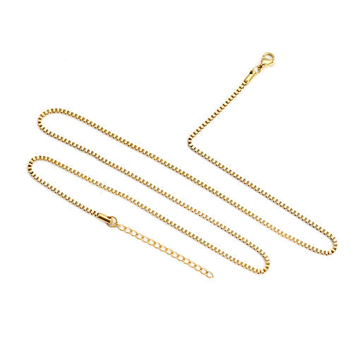 Venetian Box Chain Necklace, 2mm, Stainless Steel, Gold Plated, 60.5cm - BEADED CREATIONS