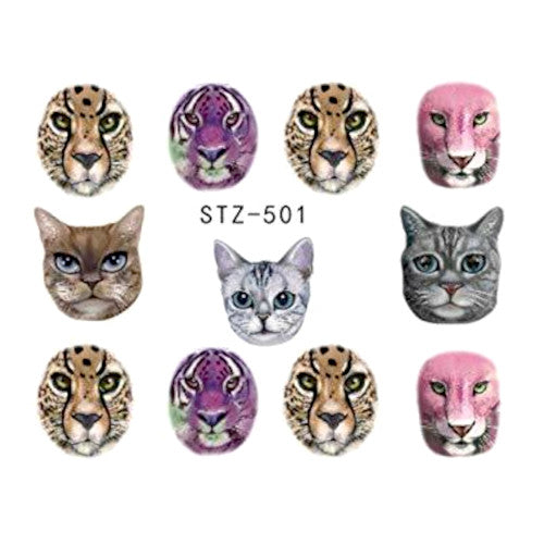 Water Slide Decals, Cats, Multicolored, Nail Art Sliders - BEADED CREATIONS