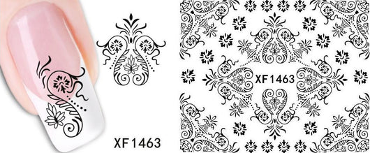 Water Slide Decals, Floral, Black, XF1463 - BEADED CREATIONS