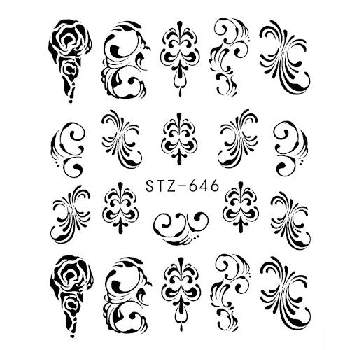 Water Slide Decals, Floral, Vines, Black, STZ-646 - BEADED CREATIONS