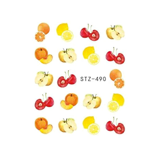 Water Slide Decals, Fruits, Yellow, Red, Orange, Nail Art Sliders - BEADED CREATIONS