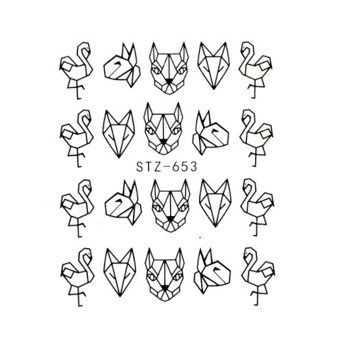 Water Slide Decals, Geometric, Animals, Black, STZ-653 - BEADED CREATIONS