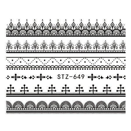 Water Slide Decals, Indian, Mehndi, Line Lace, Black, STZ-649 - BEADED CREATIONS