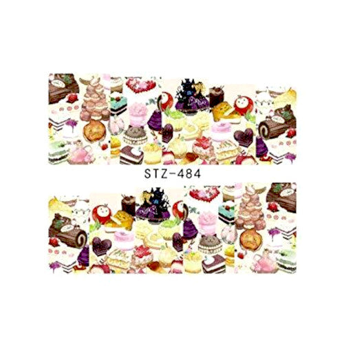 Water Slide Decals, Nail Art Sliders, Sweet Desserts, Assorted, Multicolored, STZ-484 - BEADED CREATIONS