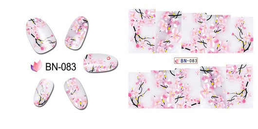 Water Slide Decals, Nail Art, Water Transfer Sliders, Floral, Blossoms, Pink, White, BN83 - BEADED CREATIONS