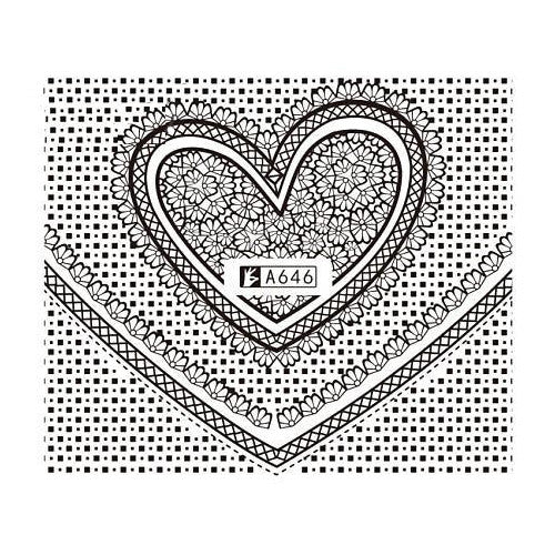 Water Transfer Decals, Floral, Heart, Squares, Black, Nail Art Sliders. A646 - BEADED CREATIONS