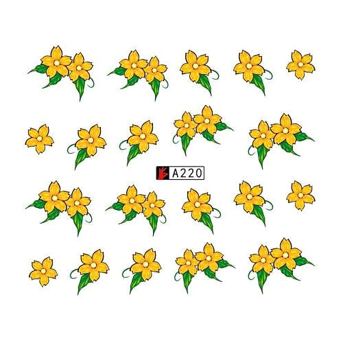 Water Transfer Decals, Flowers, Yellow, Green, Nail Art Sliders. A220 - BEADED CREATIONS