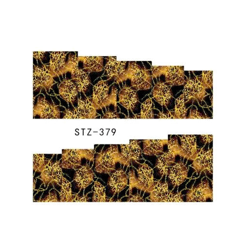 Water Transfer Decals, Nail Art Sliders, Abstract Design, Black, Gold, STZ-379 - BEADED CREATIONS