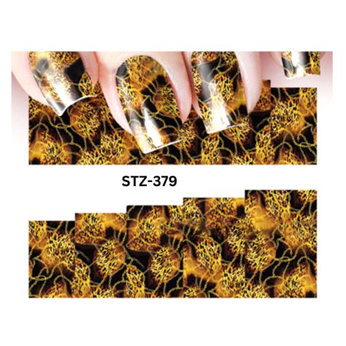 Water Transfer Decals, Nail Art Sliders, Abstract Design, Black, Gold, STZ-379 - BEADED CREATIONS