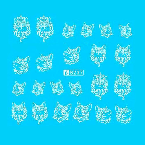 Water Transfer Decals, Nail Art Sliders, Animals, White, B237W - BEADED CREATIONS