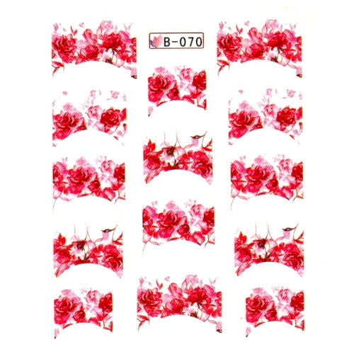 Water Transfer Decals, Nail Art Sliders, Floral, Roses, Red, B-070 - BEADED CREATIONS