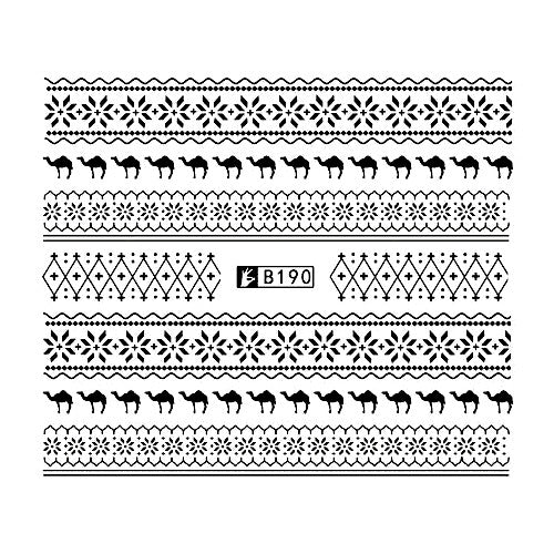 Water Transfer Decals, Nail Art Sliders, Flowers, Camels, Black, B190 - BEADED CREATIONS