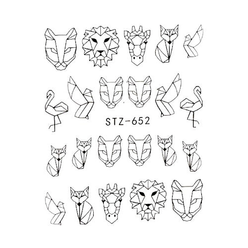 Water Transfer Decals, Nail Art Sliders, Geometric, Animals, Black - STZ-652 - BEADED CREATIONS