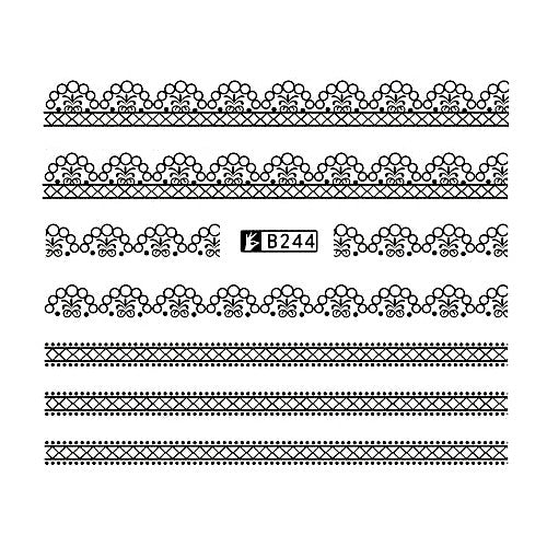 Water Transfer Decals, Nail Art Sliders, Lace, Black, B244 - BEADED CREATIONS