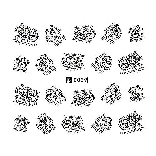 Water Transfer Decals, Nail Art Sliders, Lace, Flowers, Black, B039 - BEADED CREATIONS