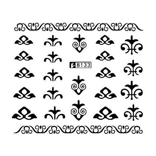 Water Transfer Decals, Nail Art Sliders, Ornate, Fleur De Lis, Black, B133 - BEADED CREATIONS