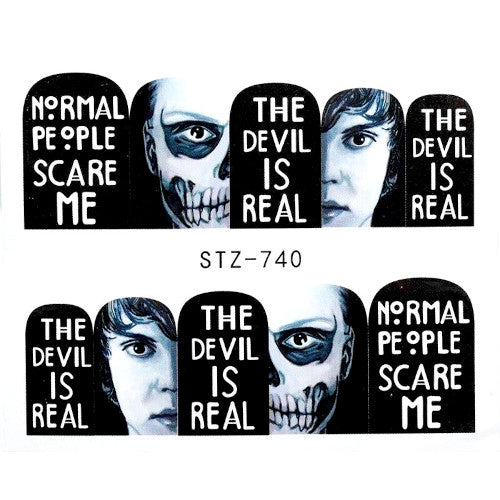 Water Transfer Decals, Nail Art Sliders, Script, Halloween, Monochrome, STZ740 - BEADED CREATIONS