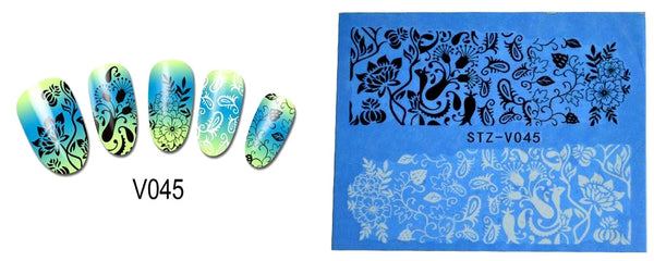 Water Transfer Decals, Nail Art, Paisley, Floral, Black, White - BEADED CREATIONS