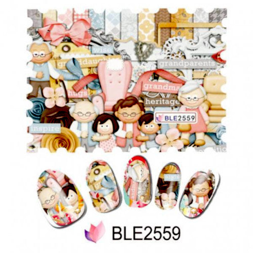 Water Transfer Decals, Nail Art, Scrap Book, Family, Multicolored. BLE2559 - BEADED CREATIONS