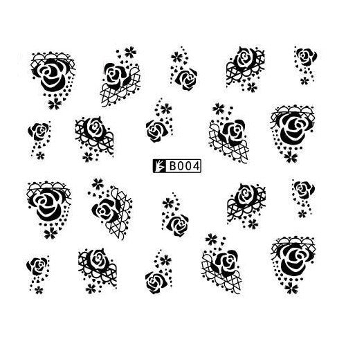 Water Transfer Decals, Roses, Lace, Black, Nail Art Sliders - BEADED CREATIONS