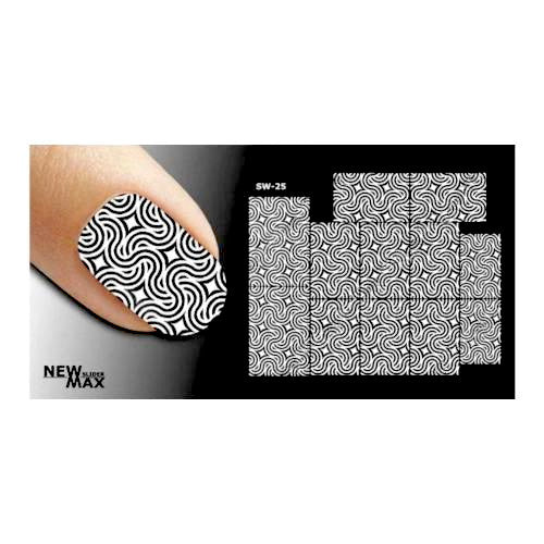 Water Transfer Max Sliders, Nail Art Decals, Abstract, White, Black. SW-25 - BEADED CREATIONS