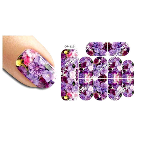 Water Transfer Max Sliders, Nail Art Decals, Floral, Purple. OF-113 - BEADED CREATIONS