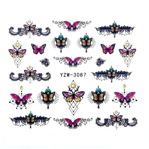 Water Transfer Sliders, Butterflies, Nail Art Decals, Assorted, Multicolored, 3087 - BEADED CREATIONS