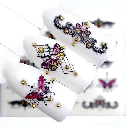 Water Transfer Sliders, Butterflies, Nail Art Decals, Assorted, Multicolored, 3087 - BEADED CREATIONS