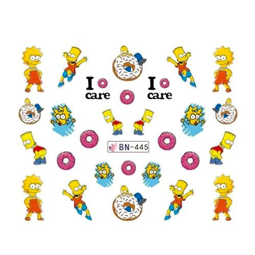 Water Transfer Sliders, Nail Art Decals, Bart Simpson, Multicolored. BN445 - BEADED CREATIONS